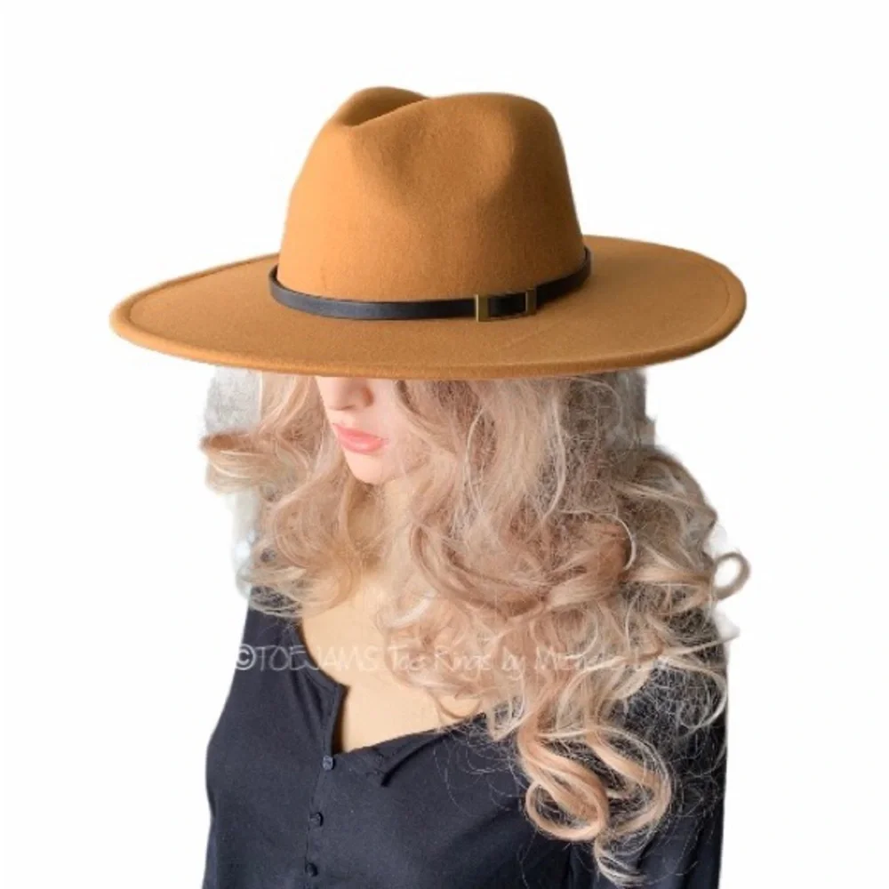 HAT FEDORA Leopard Print Underside Brim/Camel Golden Brown Removable Hat Band - Picture 3 of 4